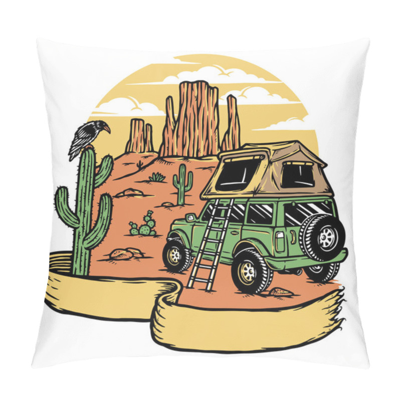 Personality  Travel And Camp In The Desert Pillow Covers