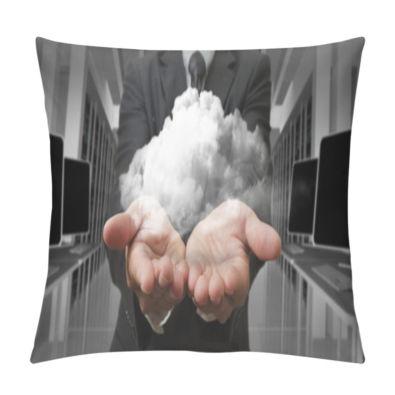 Personality  Businessman And The Cloud Computing Concept Pillow Covers