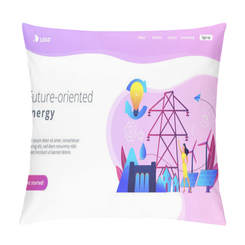 Personality  Sustainable Energy Concept Landing Page. Pillow Covers