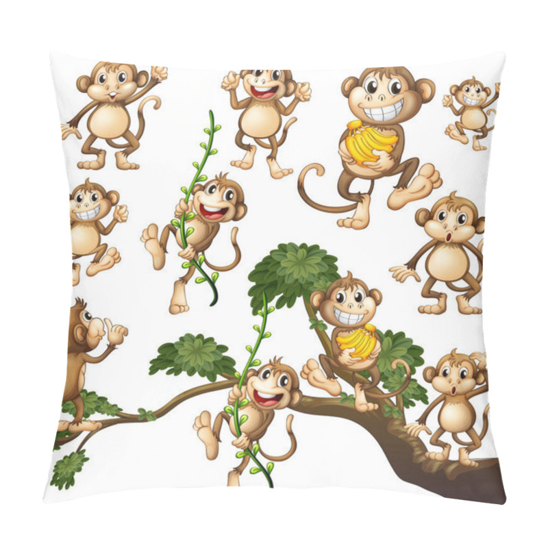 Personality  Wild Monkeys In Different Actions Pillow Covers