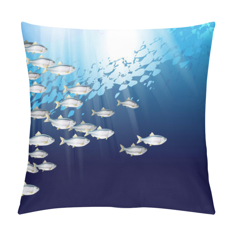 Personality  School Of Herring Baltic Fish. Marine Life. Shad Vector Illustration Optimized From To Be Used In Background Design, Decoration, Pillow Covers