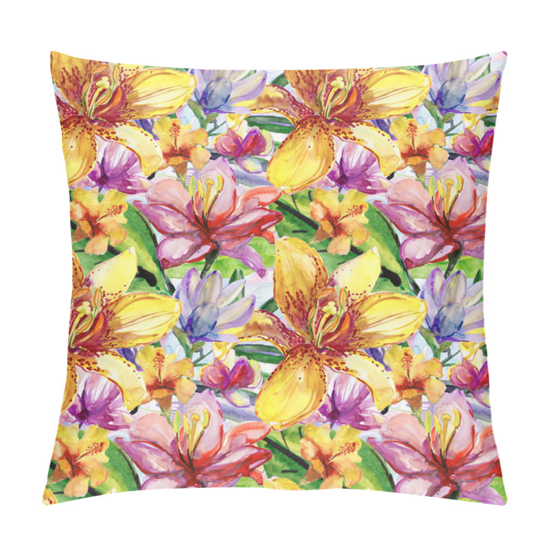 Personality  Red And Yellow Lily Flowers Pillow Covers