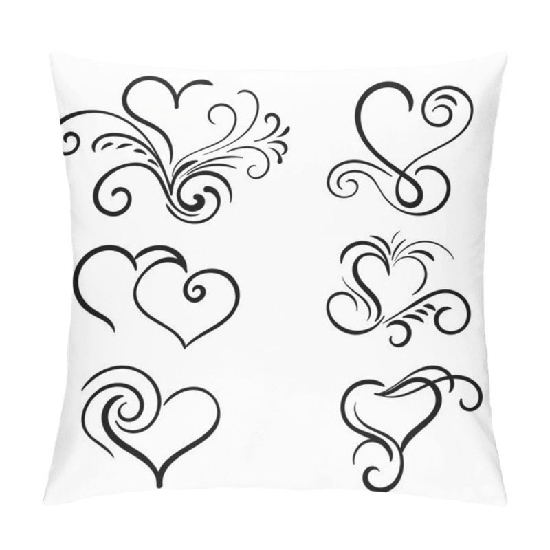 Personality  Hand Drawn Vector Swirl Heart Elements Pillow Covers