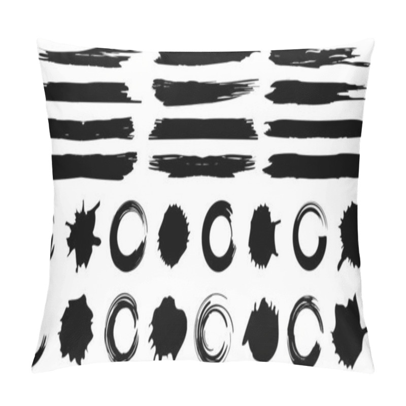 Personality  Collection Brush Strokes. Set Of Paint Brush Strokes, Ink Splatter, Brush Stock Lines, Different Splash. Ink Brush Strokes Texture Vector. Grungy Painted Circle And Element Pillow Covers