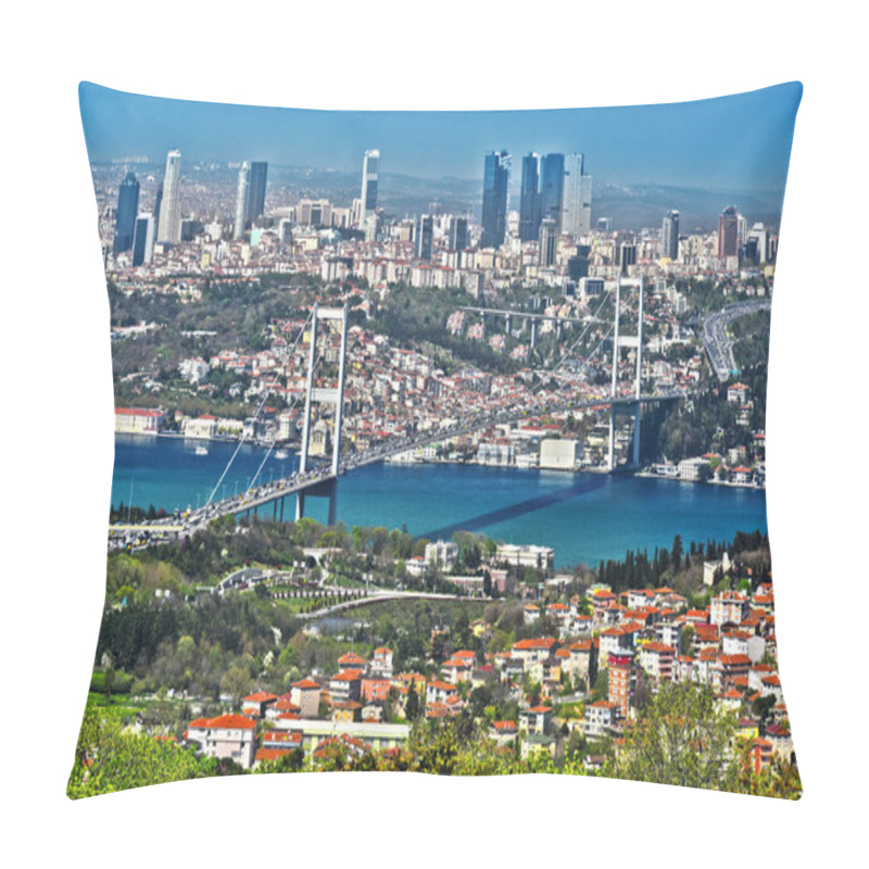 Personality  Panoramic View Of Istanbul With The Bosphorus Bridge Pillow Covers