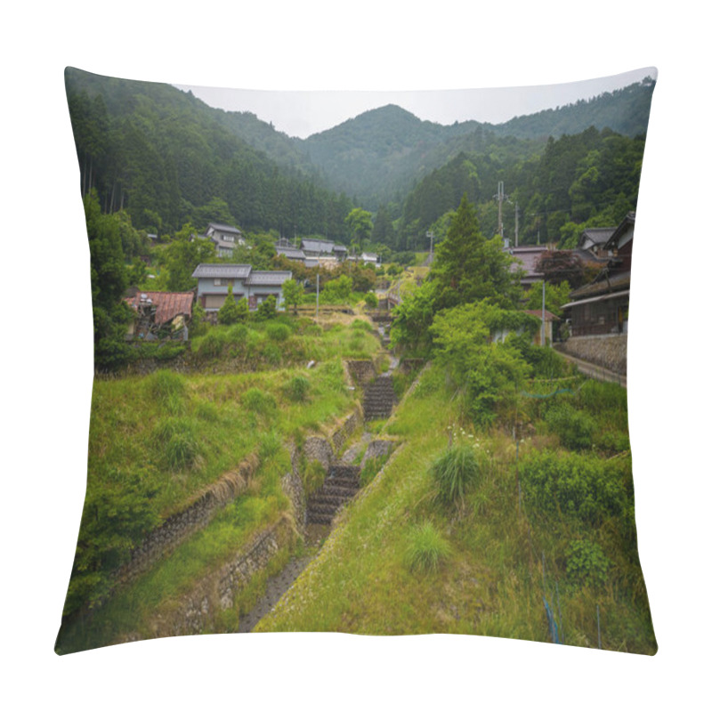 Personality  Paved Mountain Stream Runs Through Small Community In Mountains. High Quality Photo Pillow Covers