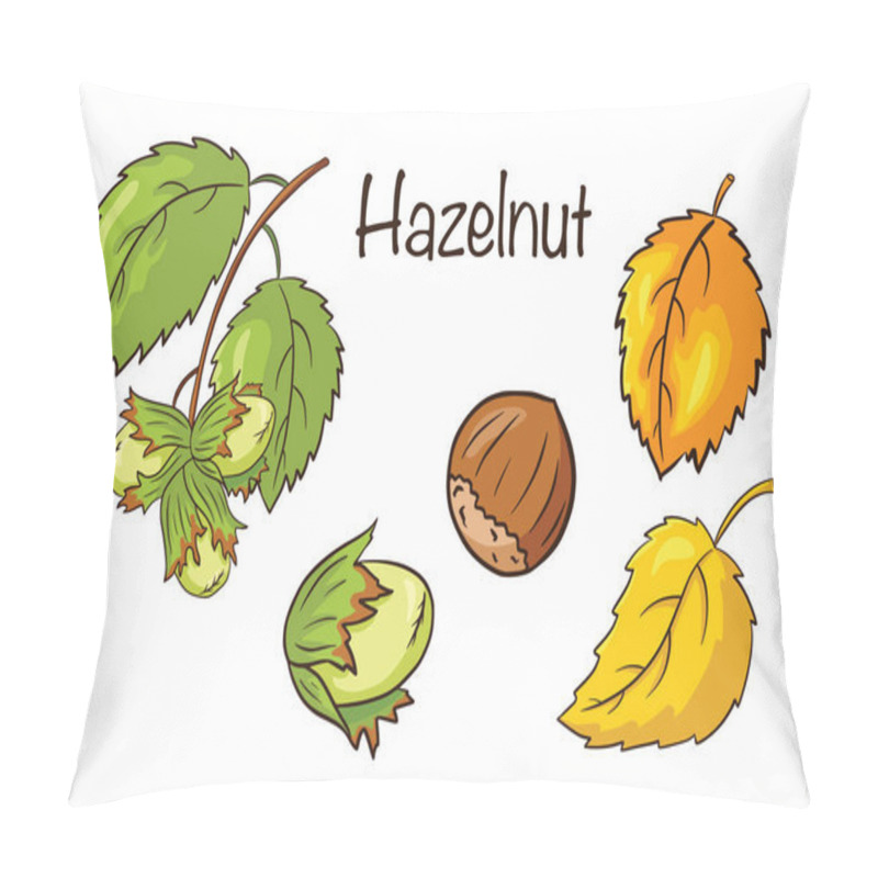 Personality  Hazelnut And Leaves Set. Collection Of Hand Drawn Hazelnut Fruits And Leaves. Autumn Decorative Elements. Vector Illustration For Logo, Menu, Prints, Stickers, Design And Decoration Pillow Covers