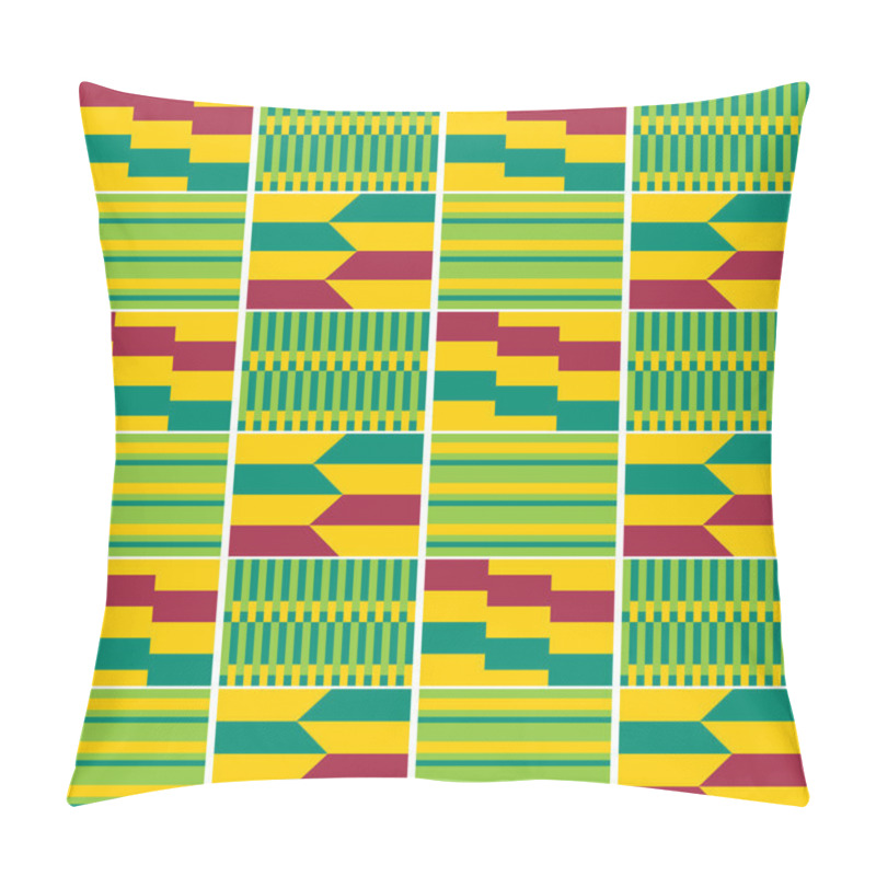 Personality  African Tribal Kente Cloth Style Vector Seamless Textile Pattern, Geometric Ghana Nwentoma Design  Pillow Covers