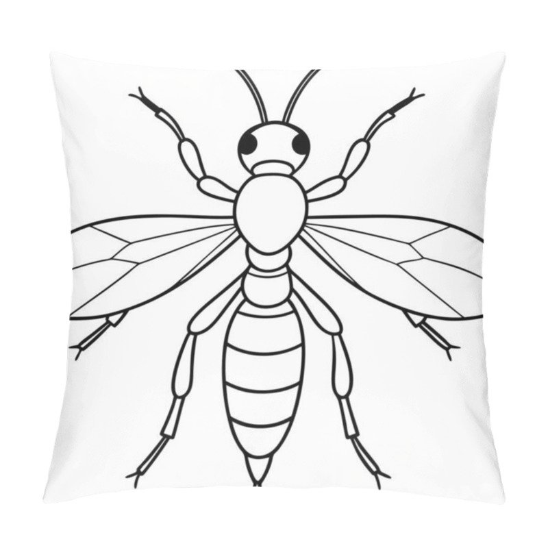 Personality  Mud Dauber Insect Flat Vector Illustration On White Background Pillow Covers