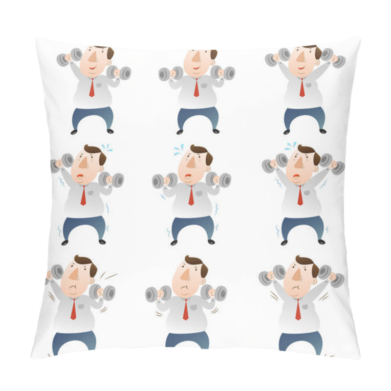 Personality  Fat Businessman With Dumbbells Pillow Covers