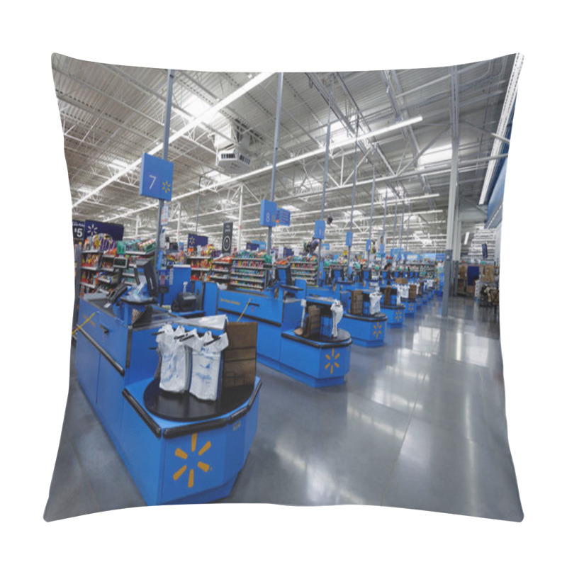 Personality  Portland, Oregon, USA - April 9, 2018 : Walmart Store Interior. Is An American Multinational Corporation That Runs Large Discount Stores And Is The World's Largest Public Corporation. Pillow Covers