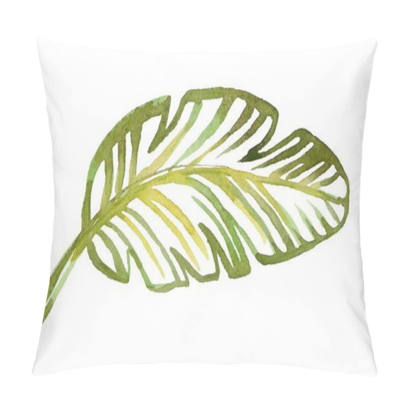 Personality  Vibrant Hand-drawn Illustration Of A Banana Leaf In A Beautiful Linear Style, Showcasing Intricate Details And Natural Colors, Perfect For Tropical-themed Designs. Pillow Covers