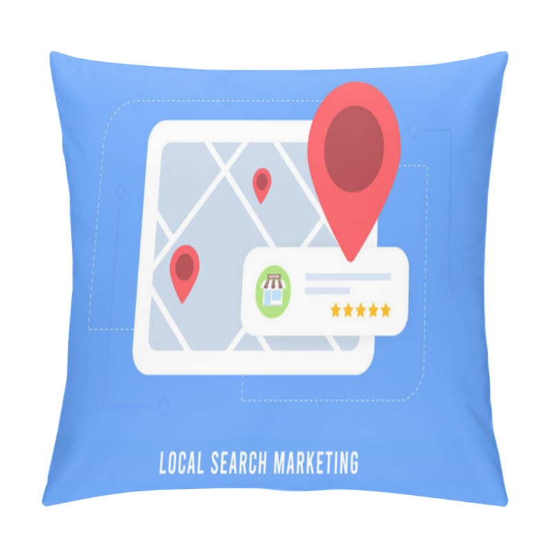 Personality  Local Search Marketing Concept. Digital Marketing Based On Location, Customer Ratings And Reviews. Local SEO For Small Businesses. Listings With Maps, Red Pins, And Star Ratings For Nearby Places. Pillow Covers