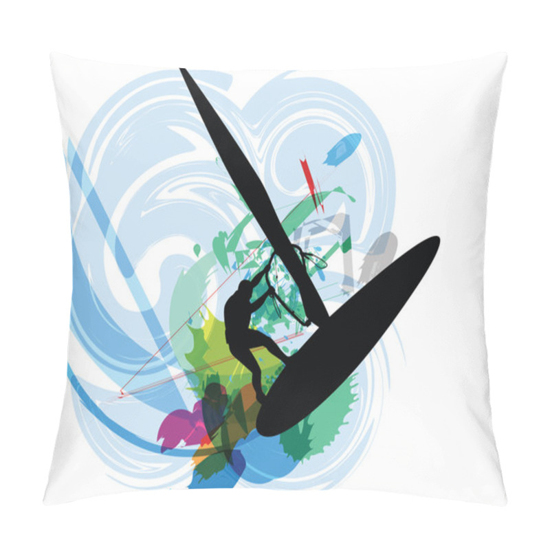 Personality  Windsurfing. Vector Illustration Pillow Covers