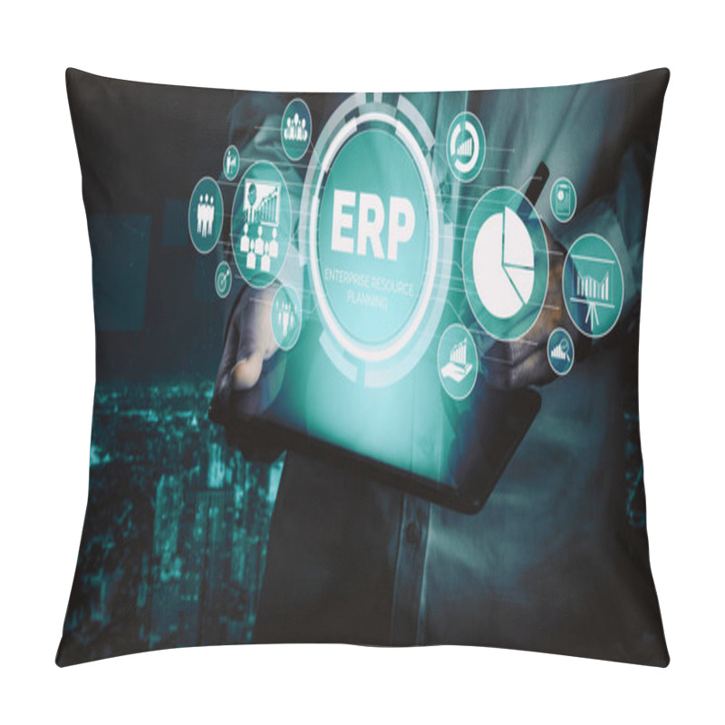 Personality  Enterprise Resource Management ERP Software System For Business Resources Plan Presented In Modern Graphic Interface Showing Future Technology To Manage Company Enterprise Resource. Uds Pillow Covers