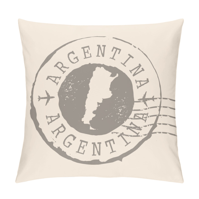 Personality  Stamp Postal Of Argentina. Map Silhouette Rubber Seal.  Design Retro Travel. Seal Of Map Argentine Republic Grunge  For Your Design.  EPS10 Pillow Covers