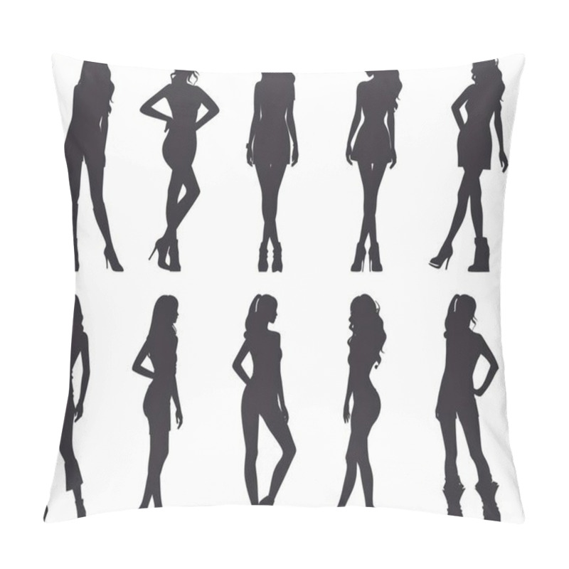 Personality  Silhouettes Of Diverse Female Figures In Various Poses, Showcasing Style And Elegance. Pillow Covers