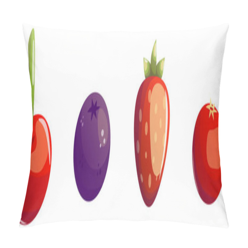 Personality  A Vibrant Berry Collection Featuring Juicy Strawberries, Plump Blueberries, Tart Cranberries, And Ripe Cherries On A Crisp White Background. Pillow Covers