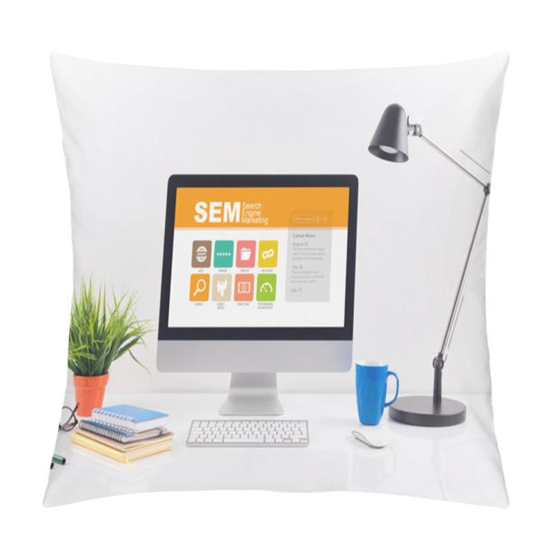 Personality  Computer Screen On Workplace Pillow Covers