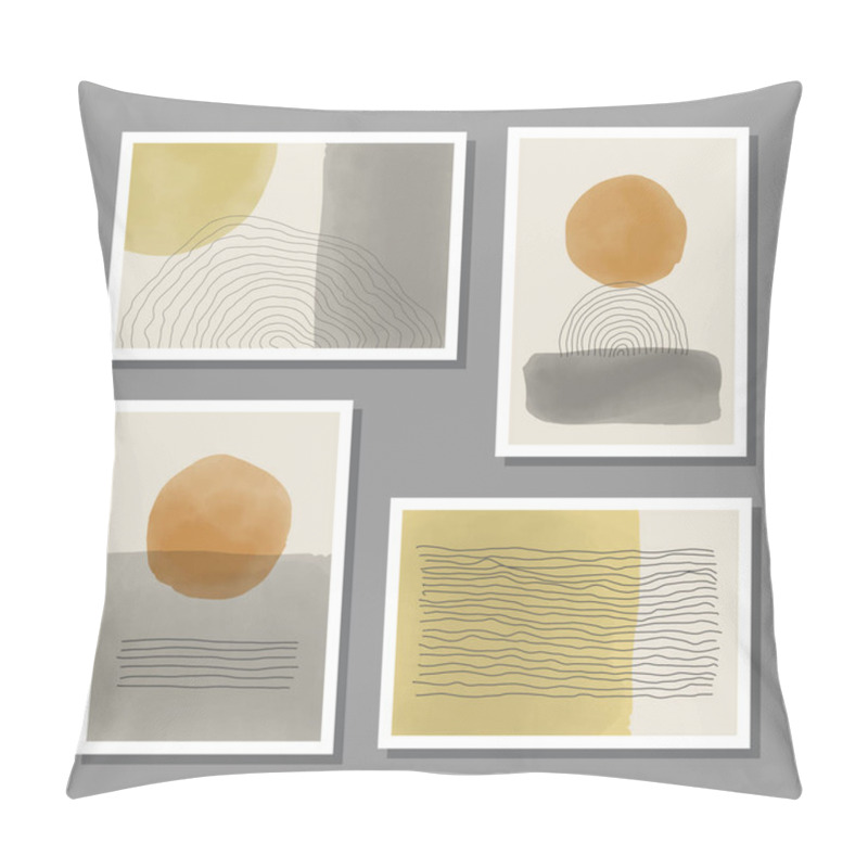 Personality  Trendy Set Of Abstract Creative Minimalist Artistic Hand Painted Composition Pillow Covers