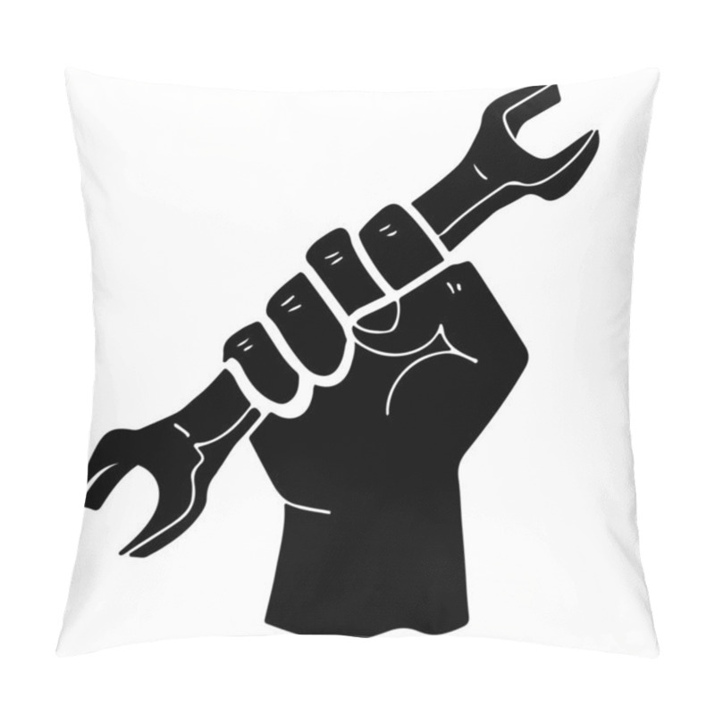 Personality  Worker Hand With Spanner Icon Of Digital Art Isolated On White Background - Vector Illustration Pillow Covers