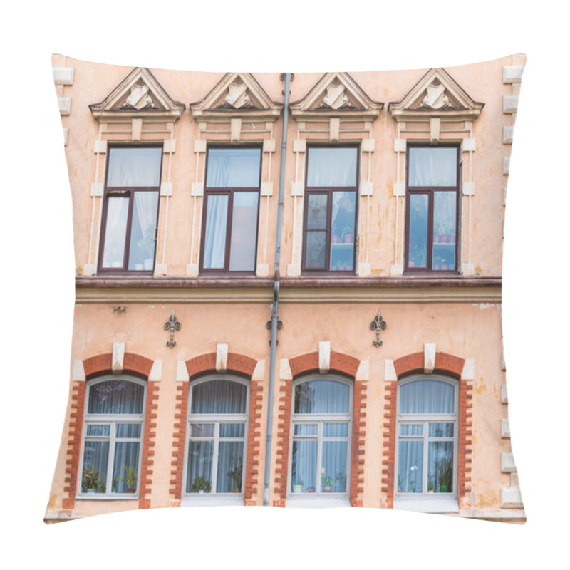 Personality  Windows In Row On Facade Of Historic Building Pillow Covers