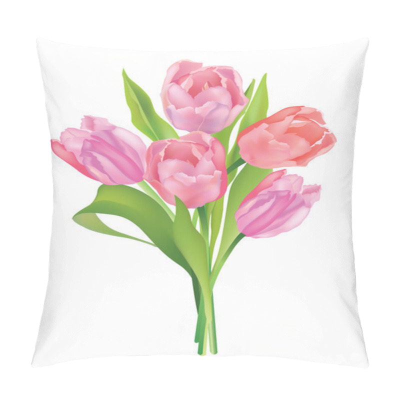 Personality  Flower Bouquet. Tulips Bouquet Isolated. Pillow Covers