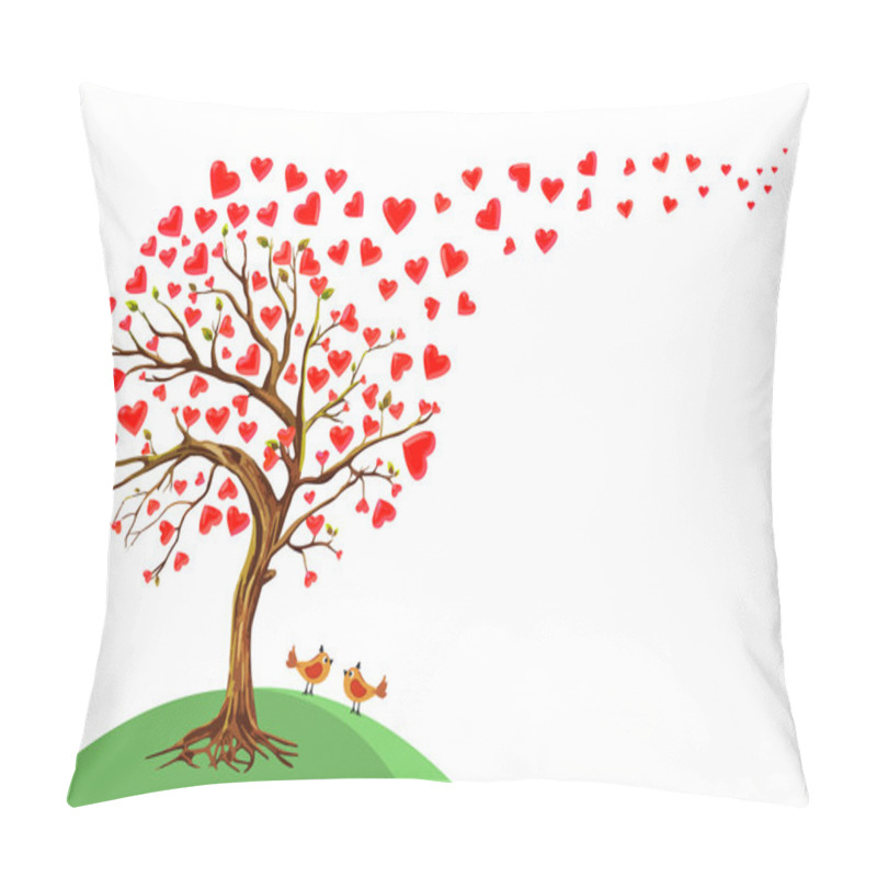 Personality  Vector Illustration Of The  Tree  Of Hearts, Valentines Day Background Pillow Covers