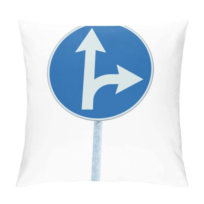 Personality  Mandatory Straight Or Right Turn Ahead, Traffic Lane Route Direc Pillow Covers