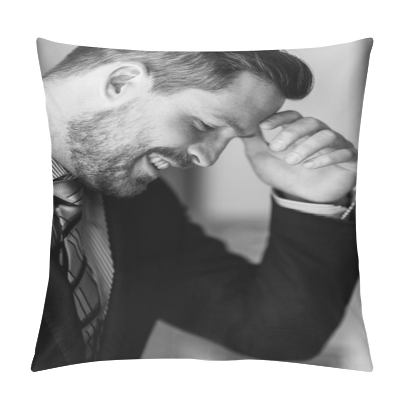 Personality  Handsome Businessman  Smiling Pillow Covers