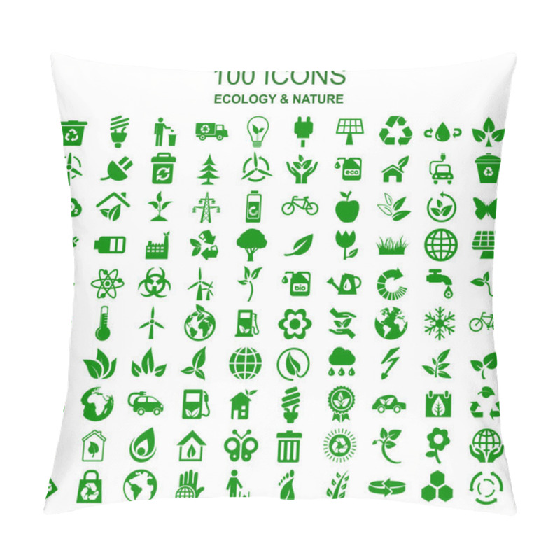 Personality  Set Of 100 Ecology Icons  Stock Vector Pillow Covers