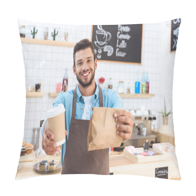 Personality  Barista With Coffee To Go Pillow Covers