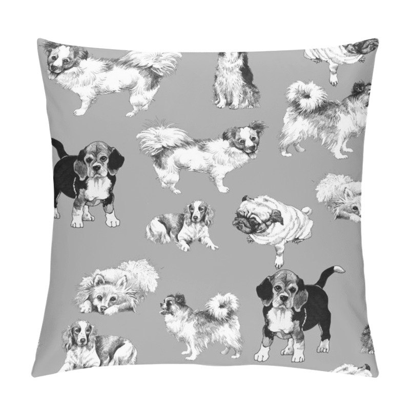 Personality  Seamless Pattern With Sketch Dogs Pillow Covers