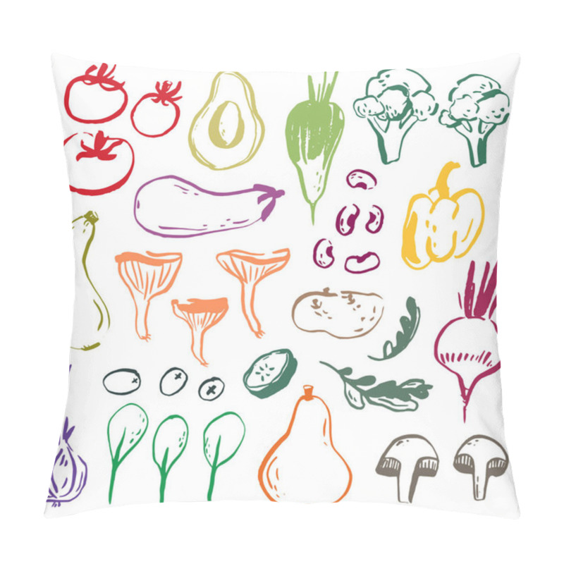 Personality  Vegetables Vector Illustration. Background With Fresh Svegetables Pillow Covers