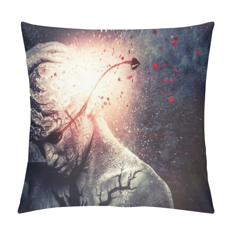 Personality  Man With Conceptual Spiritual Body Art Pillow Covers