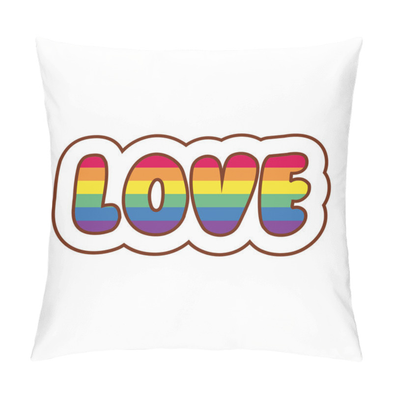 Personality  Love Word With Lgbtiq Flag Gay Flag Line And Fill Style Icon Pillow Covers