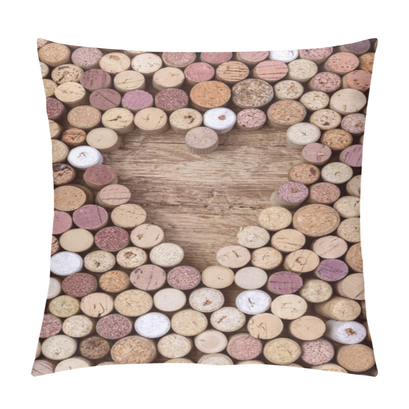 Personality  Wine Corks Over Rustic Wooden Table Pillow Covers