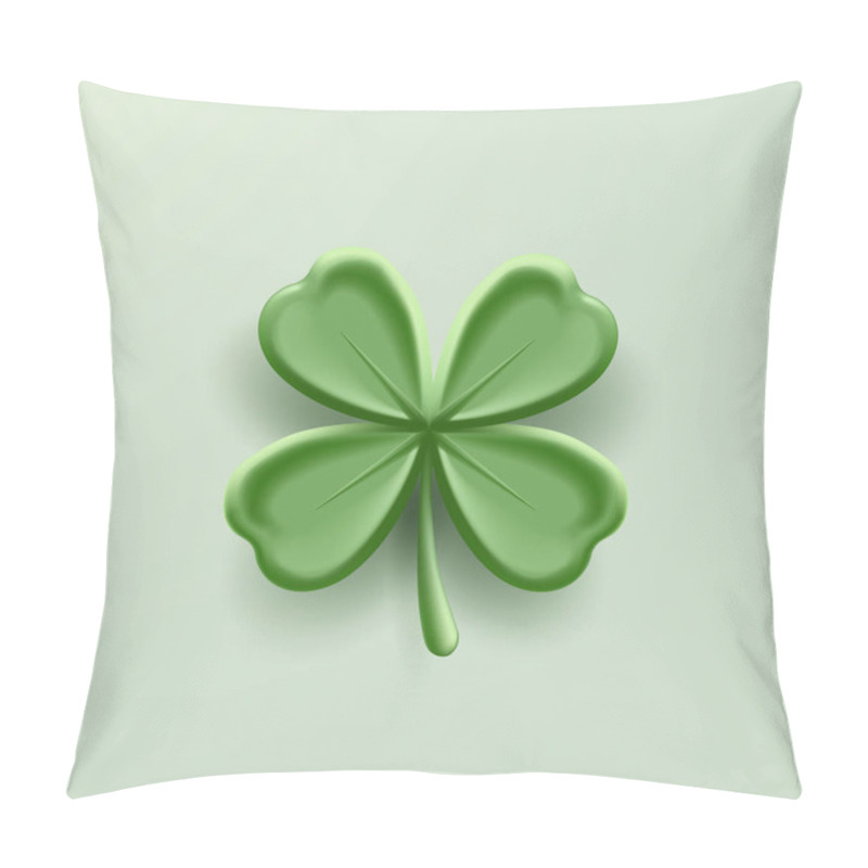 Personality  Green Clover 3d Cartoon Digital Render Icon With Four Leaves, Lucky Symbol, Isolated Pillow Covers