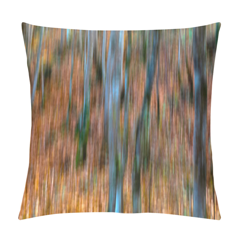 Personality  Trees. Abstract Forest Landscape. Trees Photographed With Pan Technique. Natural Background. Pillow Covers