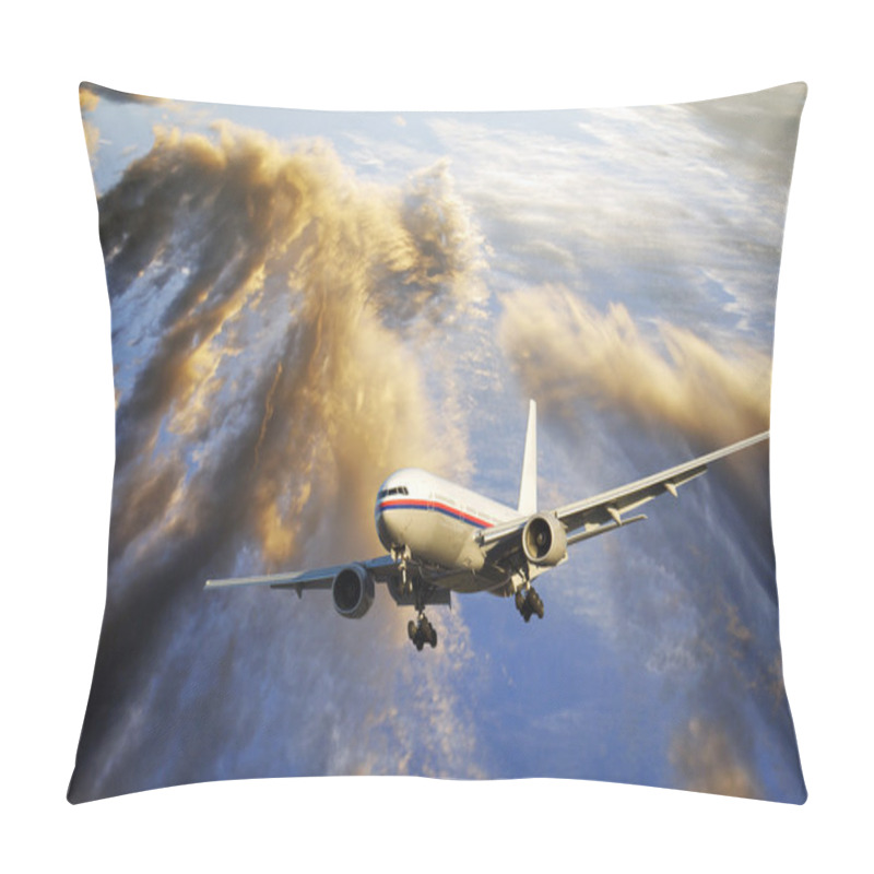 Personality  Airliner Flying Over Dramatic Clouds Pillow Covers