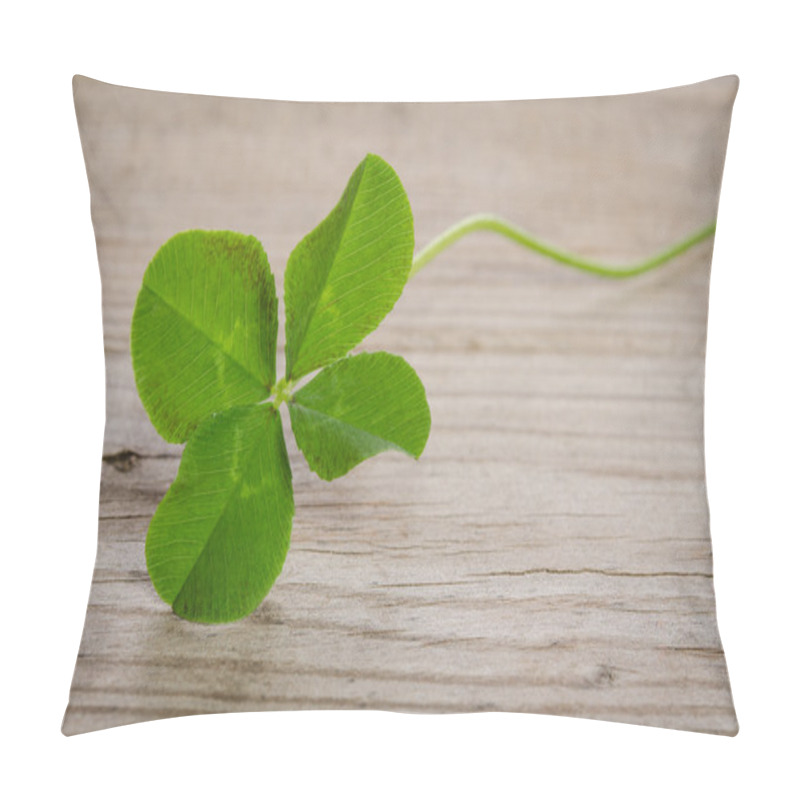 Personality  Four-leaf Clover For Good Luck Isolated On Wooden Background Pillow Covers