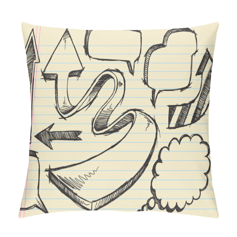 Personality  Sketchy Doodle Arrows And Speech Bubble Vector Set Pillow Covers