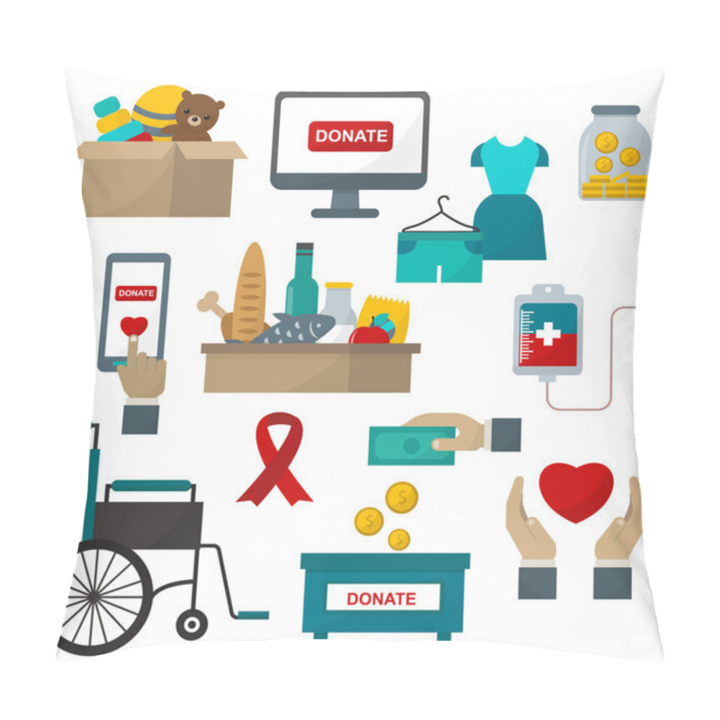 Personality  Donate Help Symbols Vector Illustration Pillow Covers