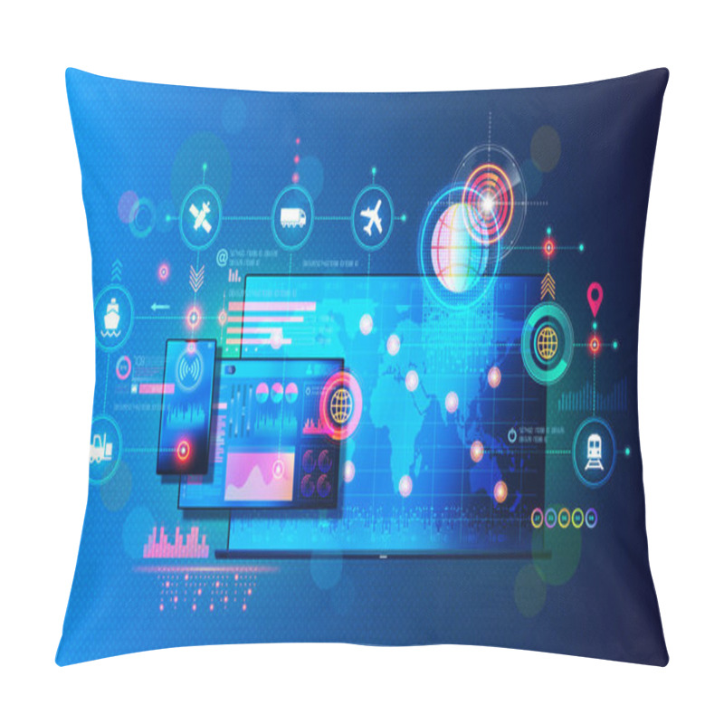 Personality  Logistics And Supply Chain Management Software Solutions - Telematics - Innovative IT Solutions To Manage Transportation And Supply Chains - Conceptual Illustration Pillow Covers