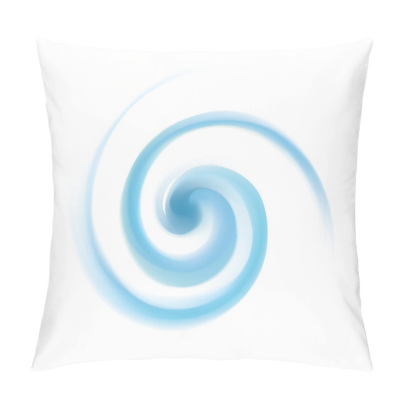 Personality  Vibrant Teal Soft Helix Rotary Vertigo Curvy Twister Moving Spray Bend Eddy Surface. Volute Graphic Light Torsed Gyration Flow Cool Ice. Shiny Pure Bright Turquoise Color Curly Center Space For Text Pillow Covers