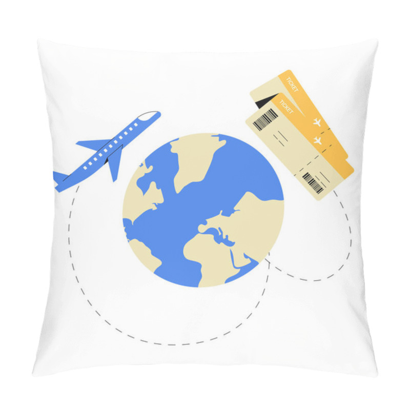 Personality  Globe With An Airplane And Flight Tickets, Symbolizing International Travel, Exploration, And The Preparation Of Travel Plans For Global Adventures. Pillow Covers