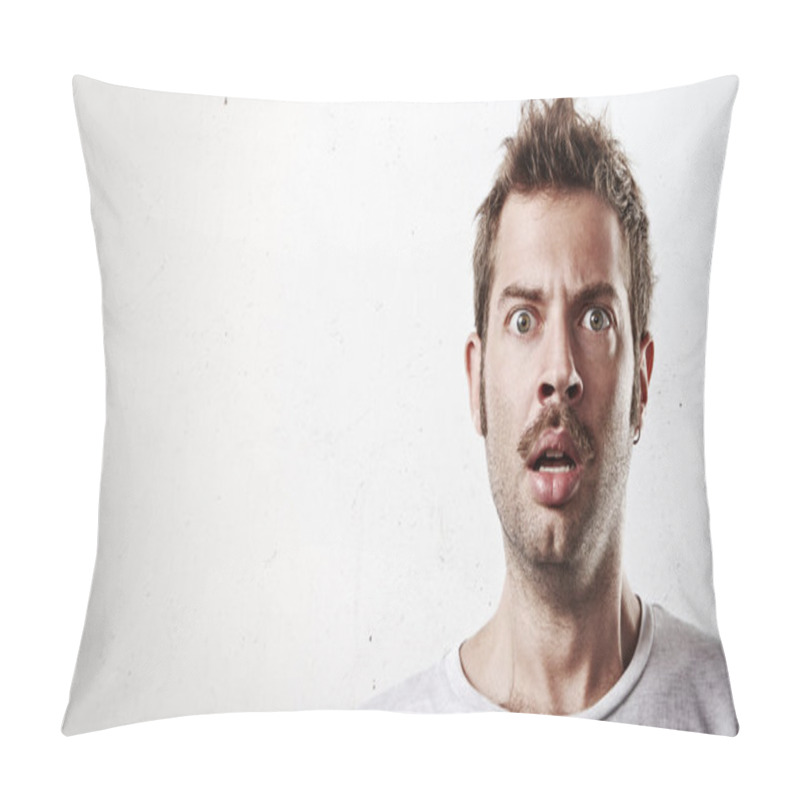 Personality  Surprised Man With Mustache Pillow Covers