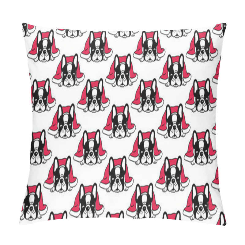 Personality  Dog Seamless Pattern French Bulldog Vector Sleeping Blanket Christmas Cartoon Illustration Scarf Isolated Tile Background Repeat Wallpaper Pillow Covers