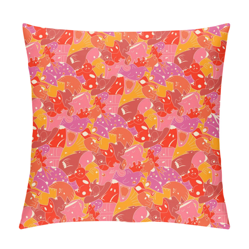 Personality  Bright Background With Fantastic Creatures. Pillow Covers