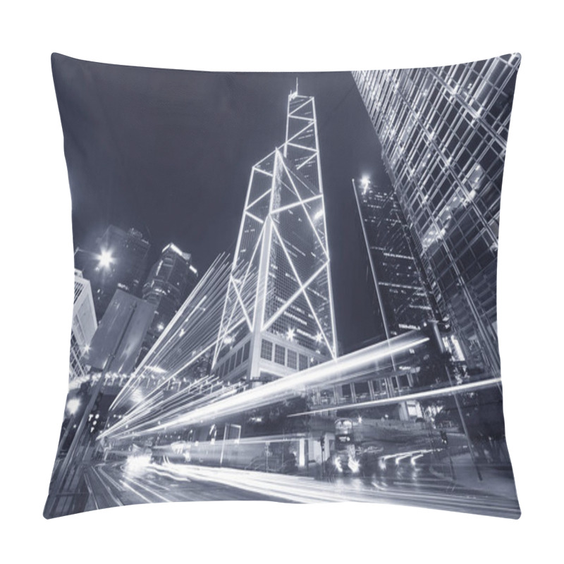 Personality  Traffic In Central District Of Hong Kong City At Night Pillow Covers